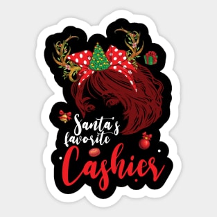 Messy Bun Hair Christmas Tree Santas Favorite Cash Sticker